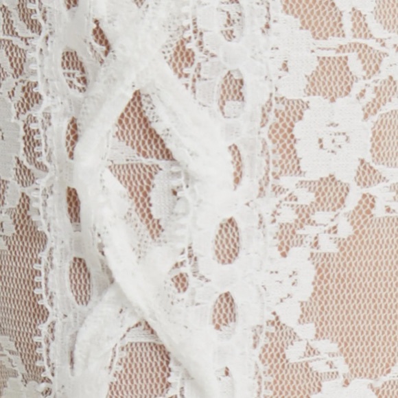 House of Sunny Lovers Lace Sheer Kick Flare Pants Porcelain NEW - Picture 10 of 10